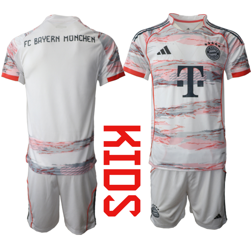 Youth 2025-2026 Club Bayern Munich away white Blank Soccer Jersey->brazil jersey->Soccer Country Jersey